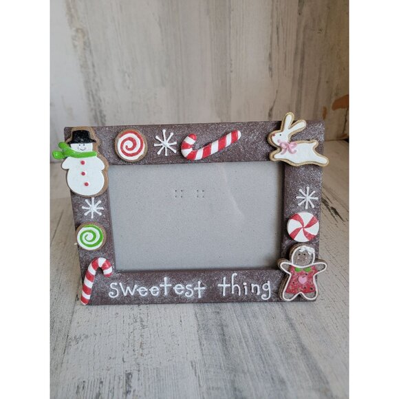 Gingerbread Sweetest thing 4x6 photo frame Xmas home decor - Picture 1 of 5